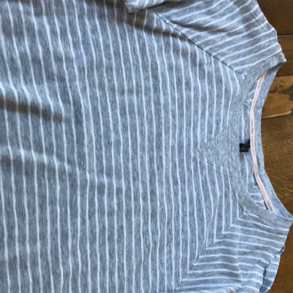 Gray and white stripe top